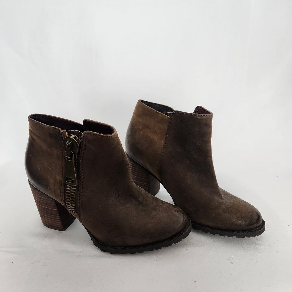 Aldo Brown Big Zipper Leather Booties